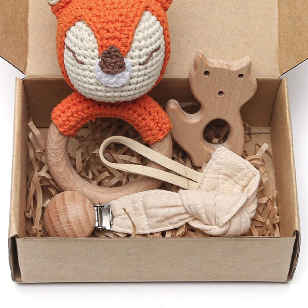 Coffret cadeau naissance bébé garçon en côte variante 1