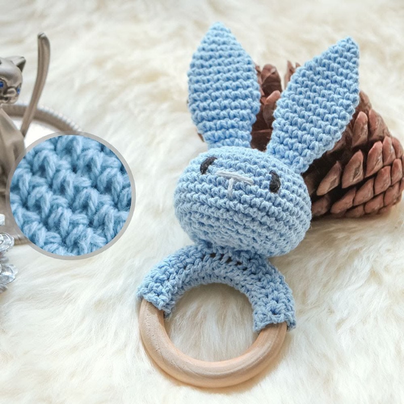 hochet lapin anneau dentition crochet bois