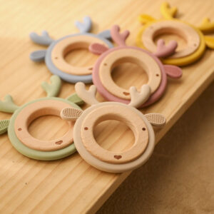 anneau de dentition animal bois silicone