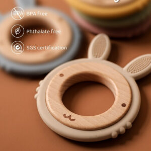 anneau de dentition animal bois silicone
