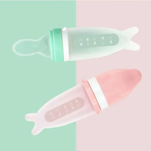 biberon cuillère bébé rose et vert