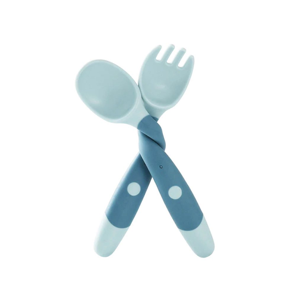 Cuillère et fourchette d'apprentissage flexibles – silicone ~ Maman 3  étoiles