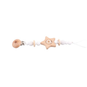 attache tétine bois etoile
