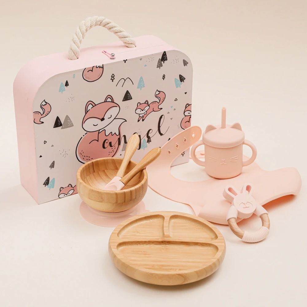 Set repas bébé en silicone chat