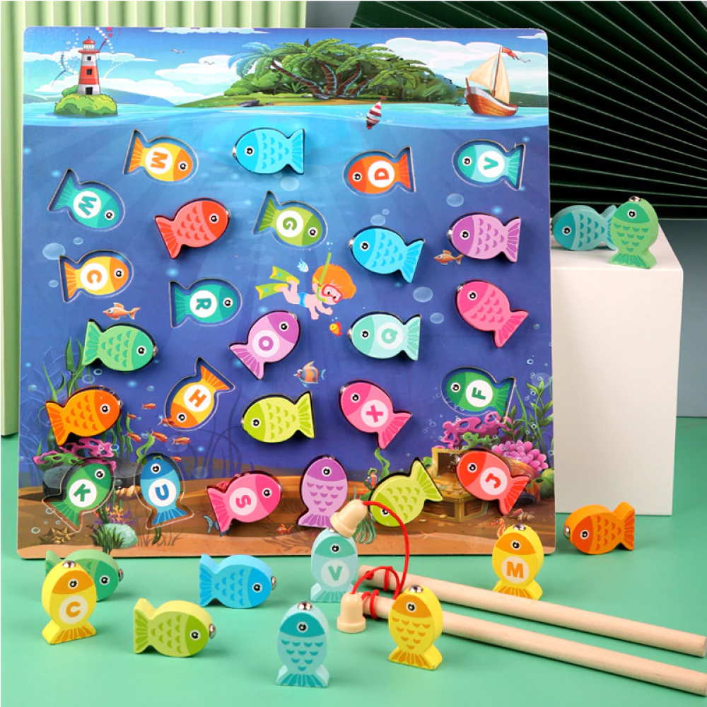 Jouets de pêche magnétiques en bois Lettres Montesori Jeux de