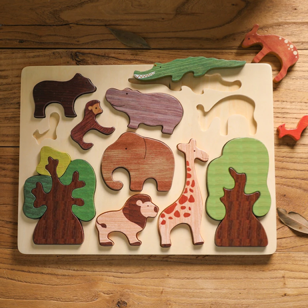 Puzzle Animaux en Bois Trixie - 4 Couches - Pour Enfant à partir