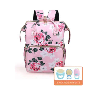 sac a langer lit bébé rose fleurs