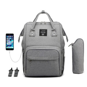 sac à dos à langer bébé gris USB