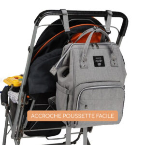 sac à dos à langer bébé attache poussette