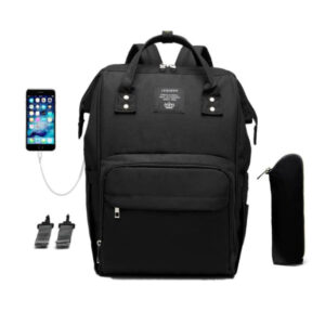 sac à dos à langer bébé noir USB