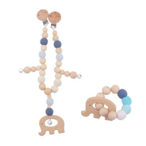 arche de poussette en bois et coton elephant