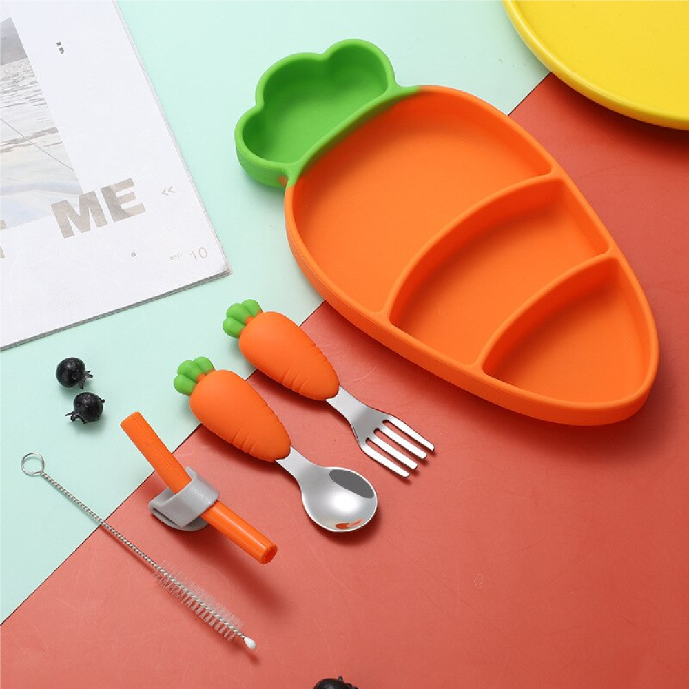 SET VAISSELLE SILICONE BEBE CAROTTE